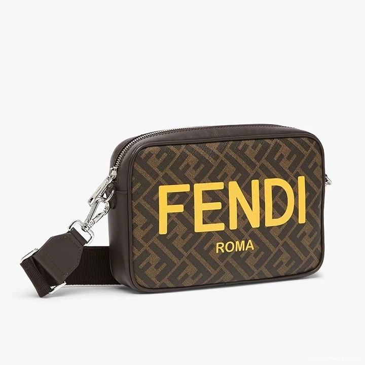 Affordable HOT ROMA Brown Fabric In Fendi Case FF Compact Camera Logo Motif 0729